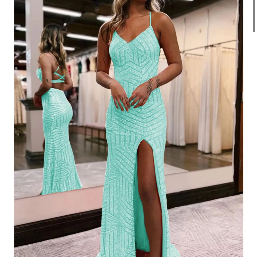 Prom dress, teal, size 2